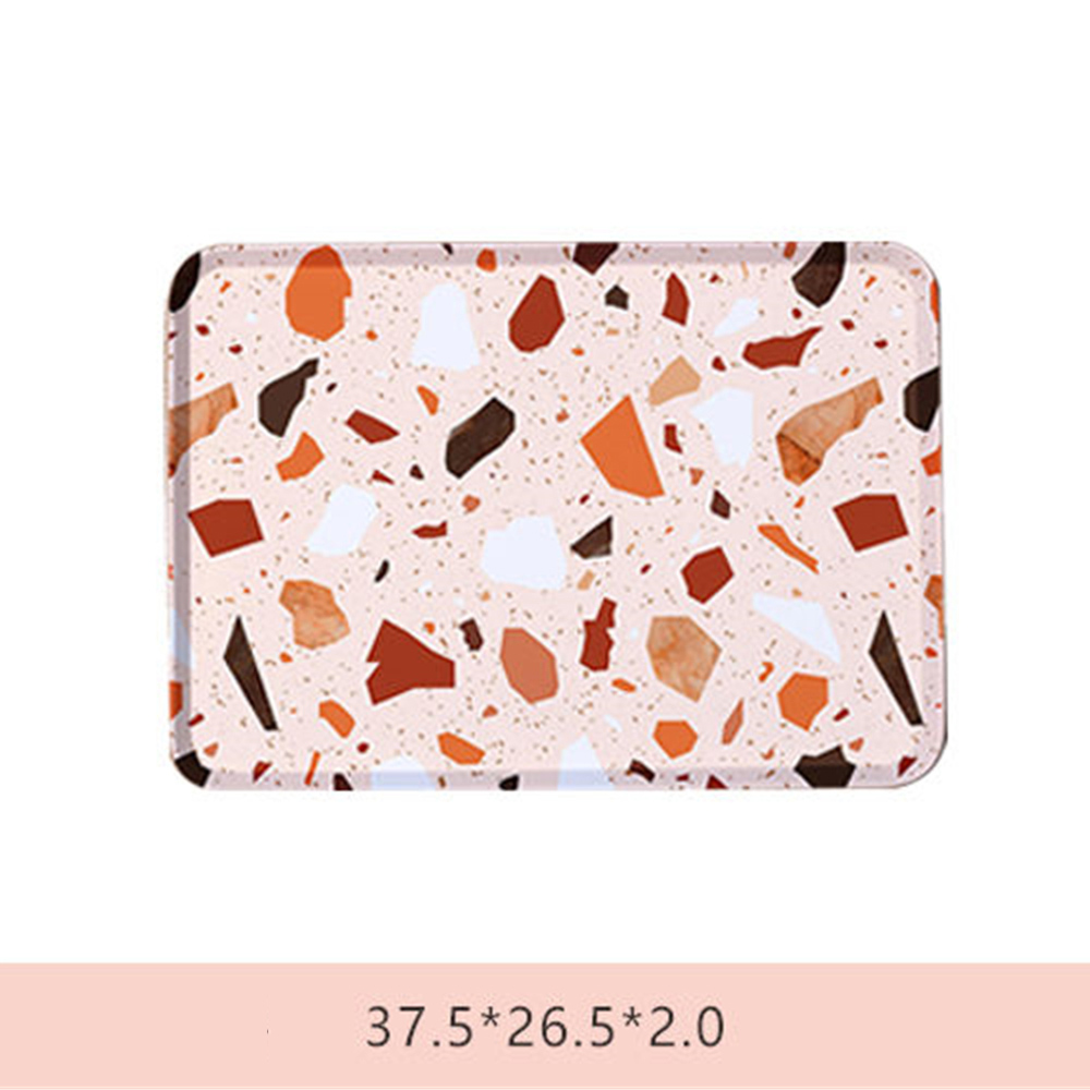 Tea Breakfast Bread Snack Storage Trays Plastic Dessert Serving Square Accessories Cosmetics Dish: Pink 37.5x26.5x2cm