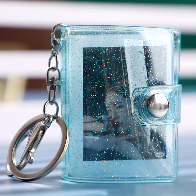 Mini livre de collecte de Photos de dessin animé, petit Album Photo de 2 pouces, pendentif en PVC, porte-carte décoratif mignon avec porte-clés imprimé ours: Foncé Rouge