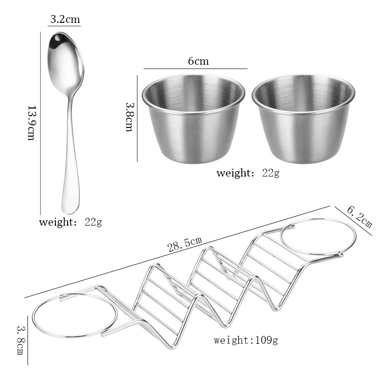 Stainless Steel Wave Shape Taco Holders Slots Kitchen Tableware Mexican Food Rack Double-Sided Seasoning Cups for Restaurant: Pink