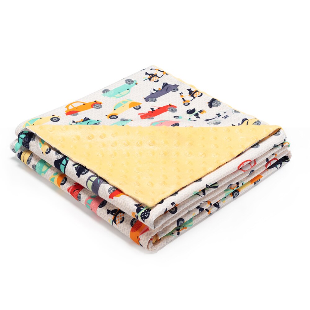 Vändbar unisex barnsmjuk babyfilt minky dot korallfleece mjuk termisk linda sängkläder set bomullsquilt: 6