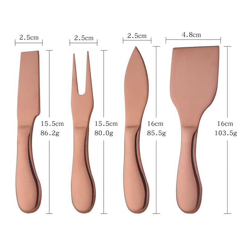 Outil à fromage en or, trancheur, couteau râpes à fromage, outils de cuisine, spatule à gâteau, couteau à beurre, ensemble de 4 pièces: Rose Gold-B