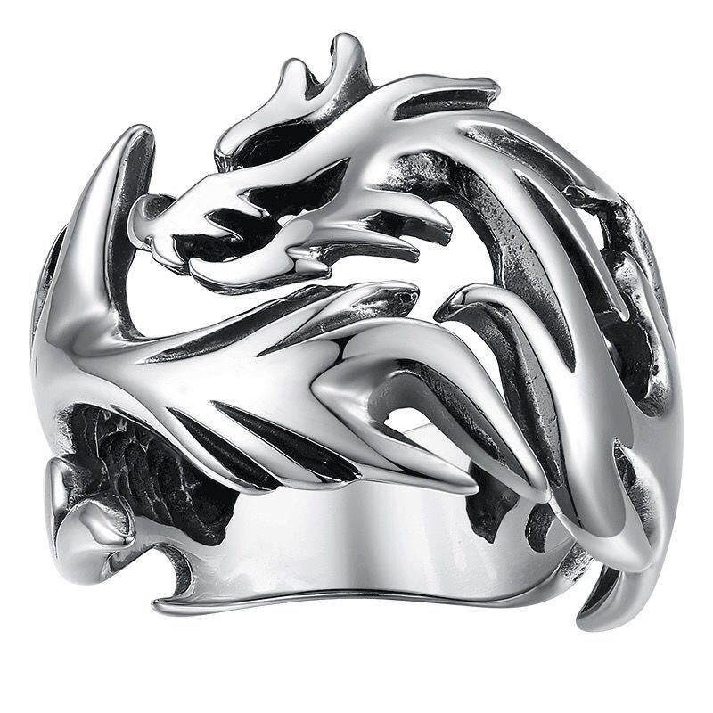 domineering flame dragon ring men's retro opening adjustable ring to make old men's ring personality