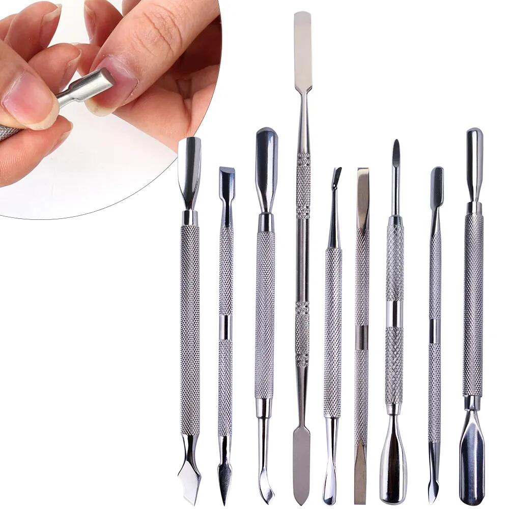 Cuticle Pusher Stainless Steel Nail Stick Cuticle Remover Gel Polish Manicure Nail Cleaning Pedicure Tools FB01-09
