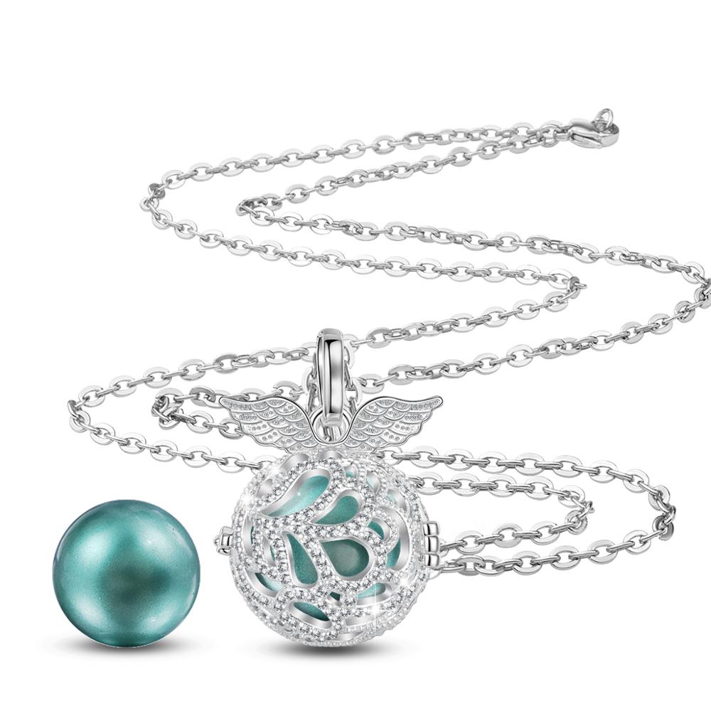 Angel caller 18mm Wing Harmony Bola Ball Crystal Ball CZ Cage Pendant long Necklace DIY Chime Ball For Pregnant woman baby K380: A26