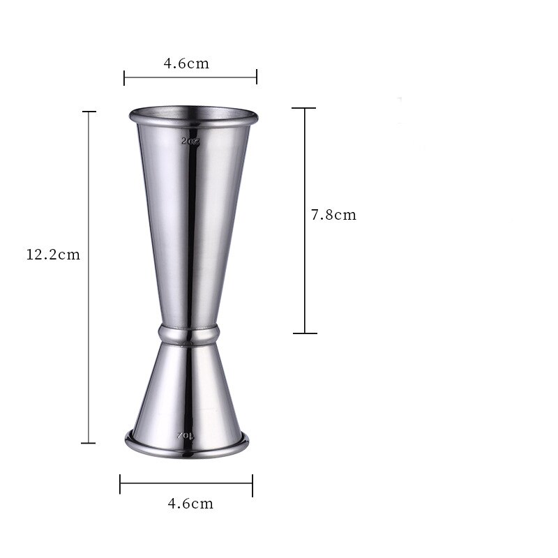 Stainless Steel Double-head Measuring Cup Pouring Measure for Home Hotel Bar Supplies: Silver