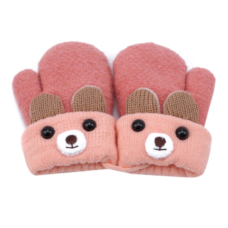 Arrivals Winter Cartoon Bear Patchwork Keep Warm Mittens Children Girls Boys Gloves 1-4 years: orange