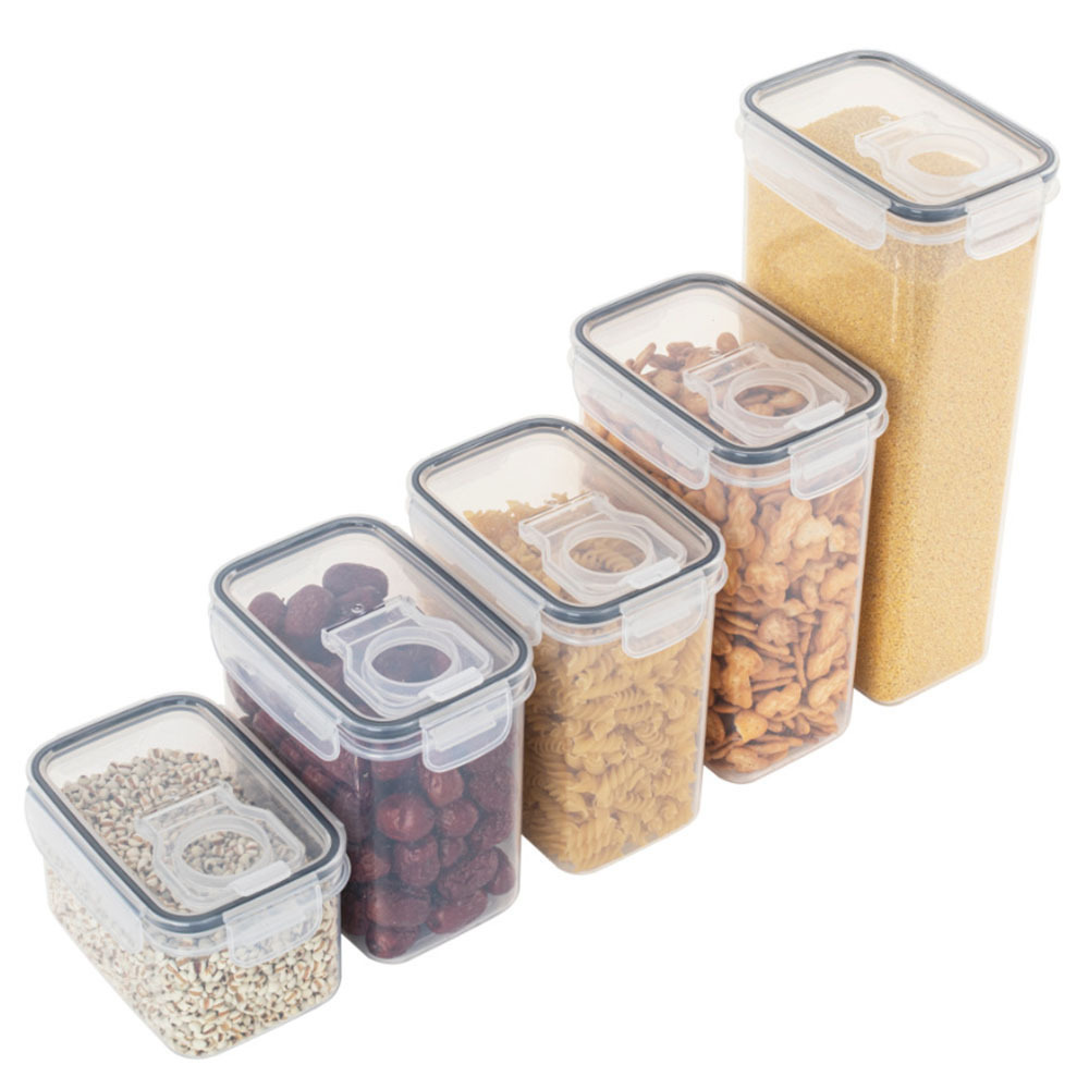 Transparent Rectangular Rice Bucket Sealed Dustproof Grain Storage Tank for Kitchen