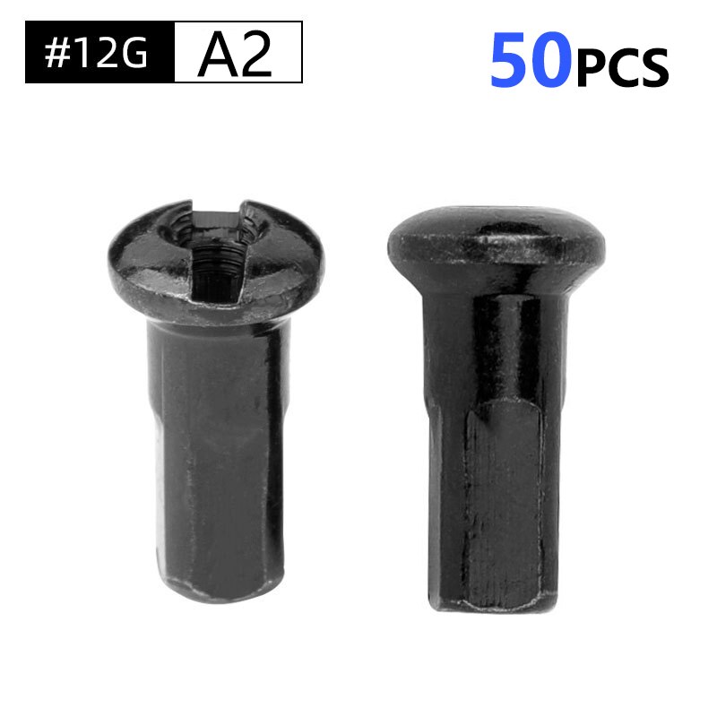 Couvre-rayons de vélo en aluminium, accessoires de cyclisme ultralégers, 12/14mm, 50 pièces: 12G black