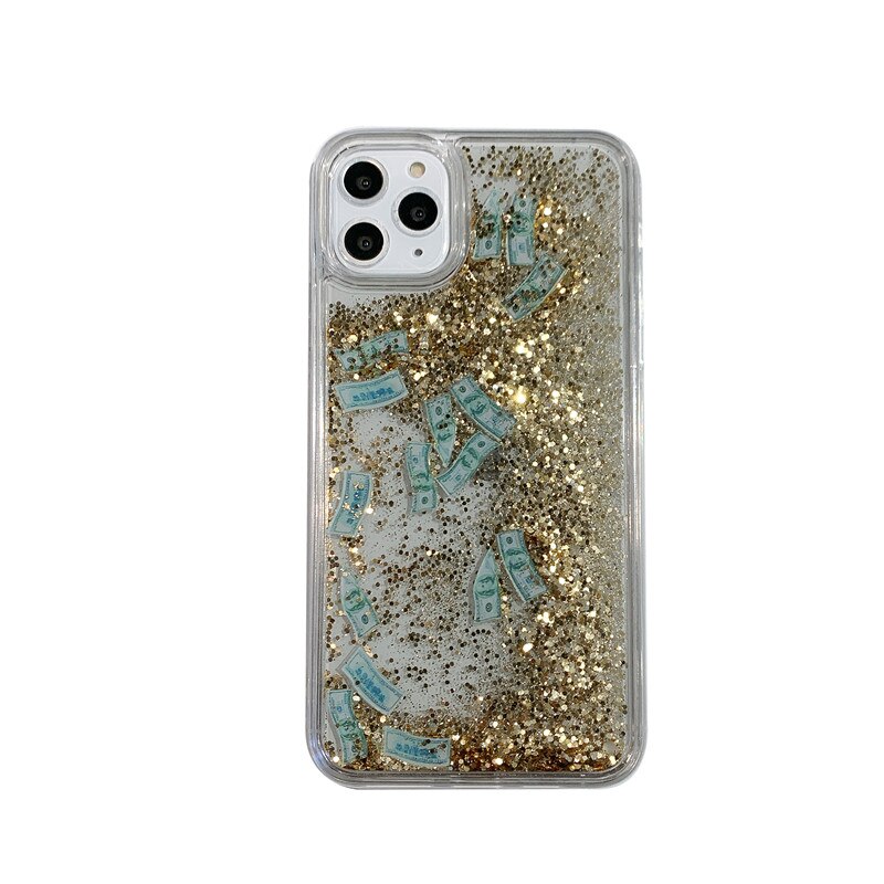 Quicksand Shining Dynamic Dollar Liquid Phone Case For iPhone 7 8 Plus XR XS Max 11 Hard PC Bling Glitter Back Cover Coque Capa: For iphone 6 6s plus