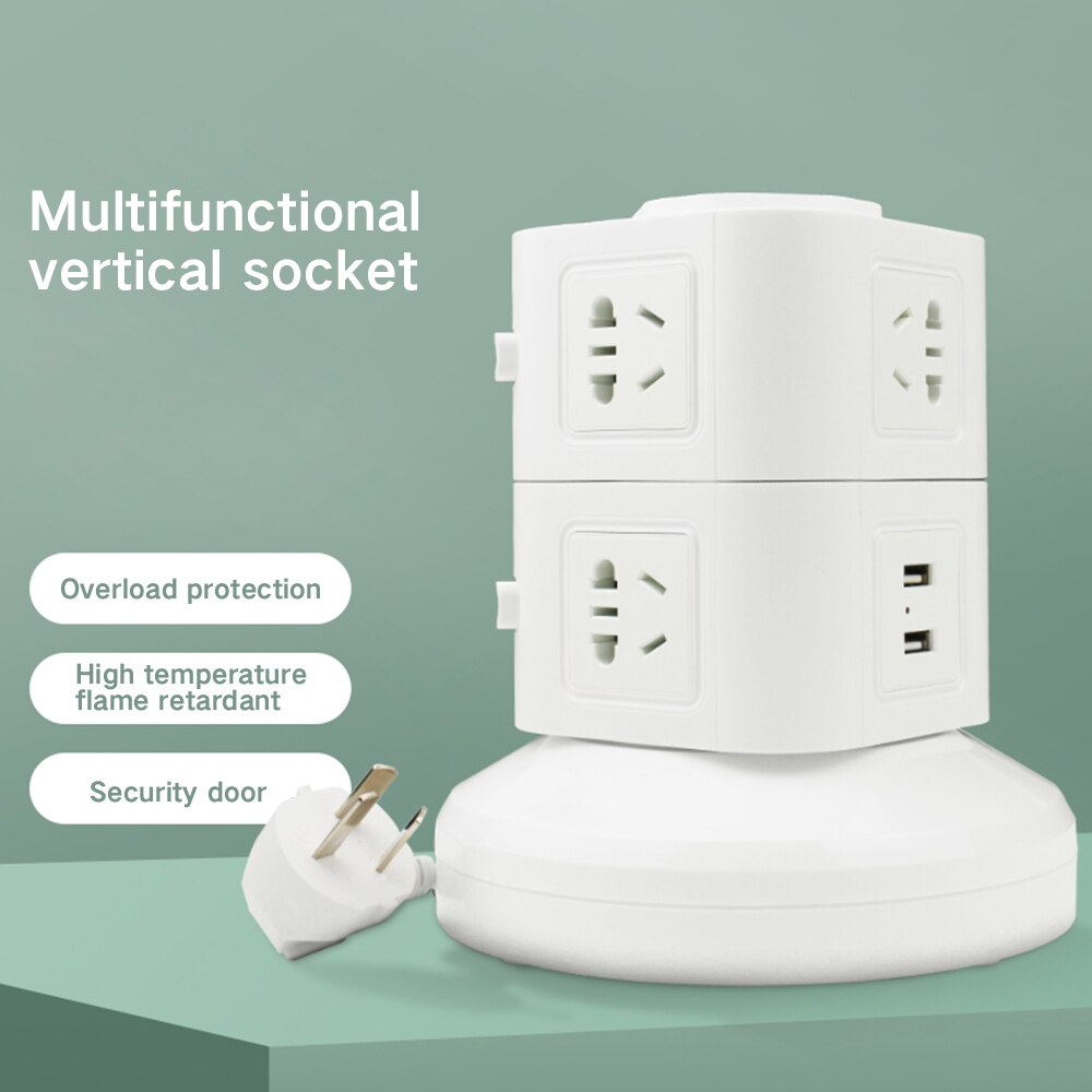 1-5 -etterslep vertikal stikkontakt powerboard 9 måter forlengelse vertikal tårnkontakt 6 usb -havn utløpslader makt stripe -beskytter