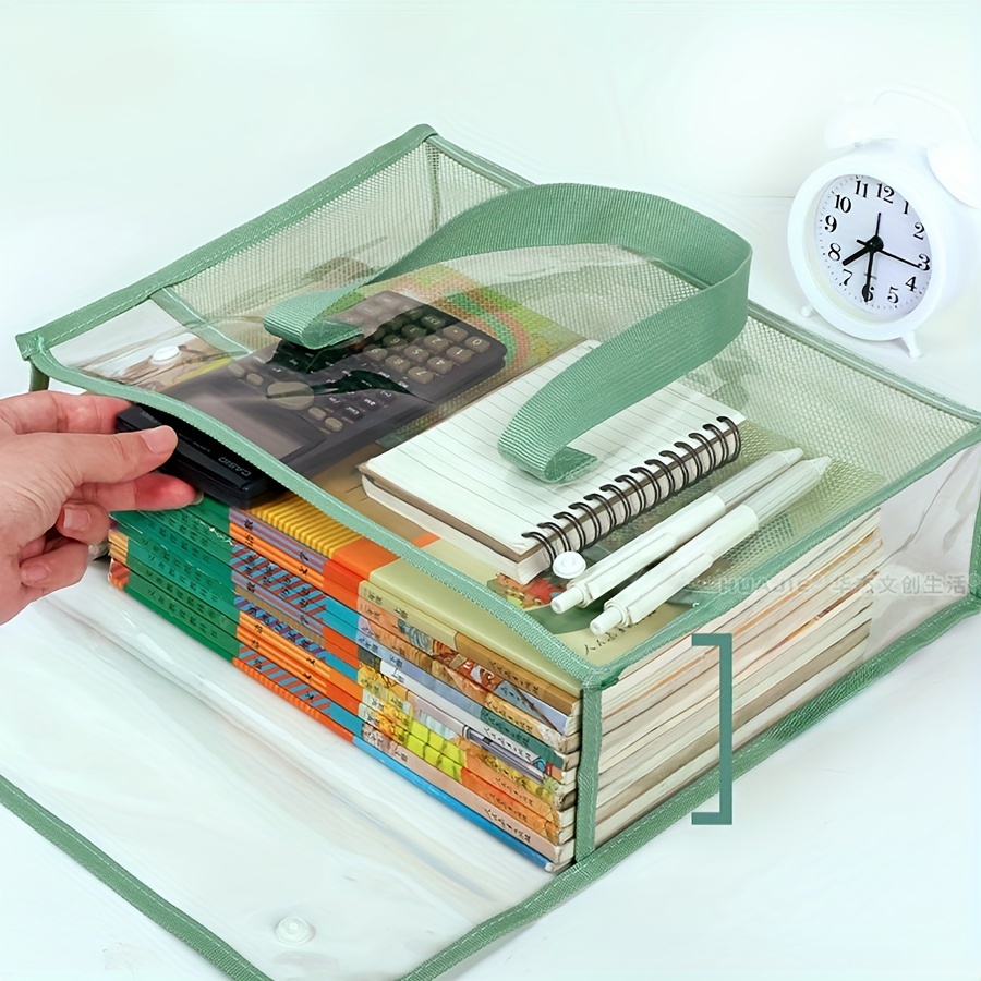 Carpeta de mano impermeable transparente portátil de gran capacidad, bolsillo para archivos autoadhesivo, suministros de oficina