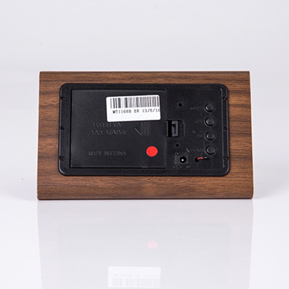 Alarm Clock Wooden Desk Digital Clocks Sound Control Snooze Bamboo LED Clock Thermometer Home Decor Unique