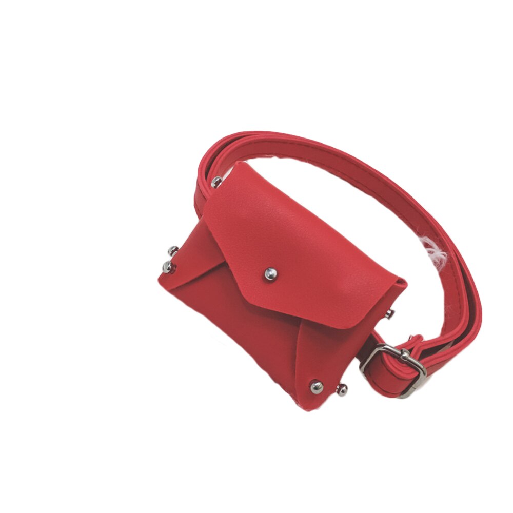 Baby Girl Rivet Mini Bag Cute Children Kids Girls PU Leather Waist Packs Crossbody Messenger Bag Shoulder Bags: Red