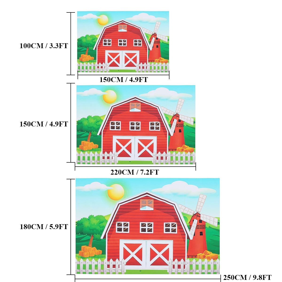 Farm Theme Photography Backdrops Red Barn Barnyard House Kids Birthday Illustration Background Photo Studio Photobooth