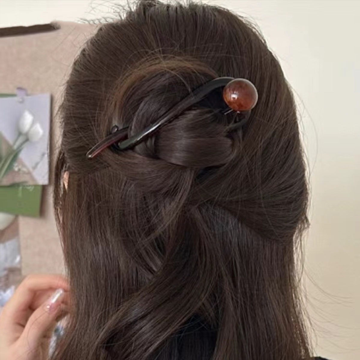 Clip de pelo trenzado, cuentas acrílicas de plástico, horquilla de perla de imitación, retorcido, accesorios para el cabello para mujer