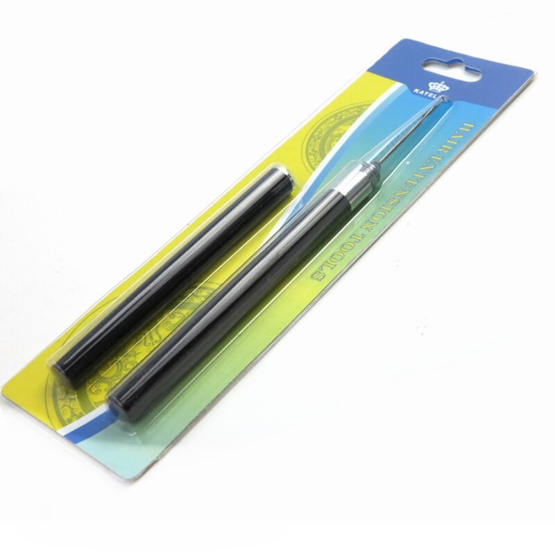 Agulha para puxar cabelo, 4 peças, preto e prata-estilo caneta multi-função laço rosqueador de gancho micro anel ferramentas de extensões de cabelo