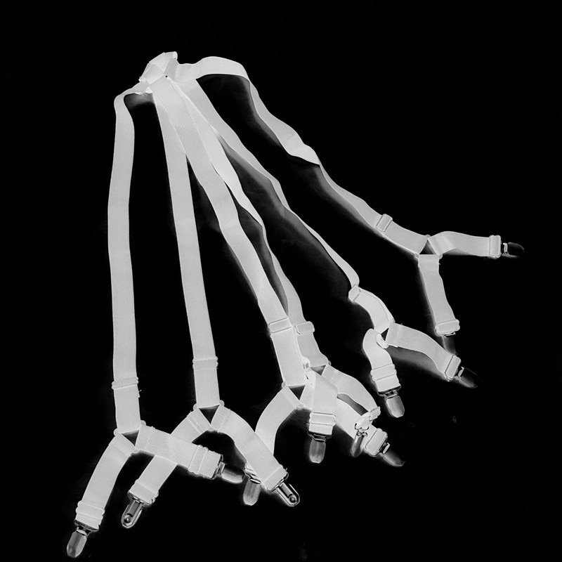 Sengetøj fastgørelse justerbar elastisk monteret lagen stropper på kryds og tværs sengetøj fastgørelser seler 12 clips fast holder