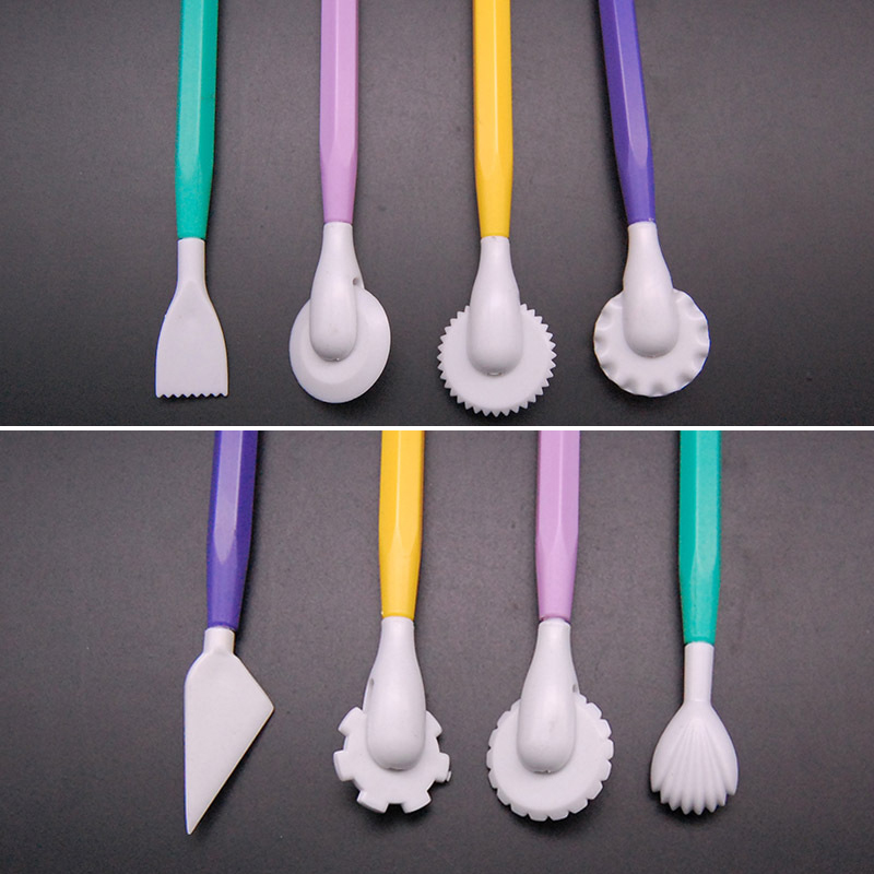 4 stks/set Fondant Taart Decoreren Sugarcraft Maken Wiel Embosser Cookie Cutter Tool Set