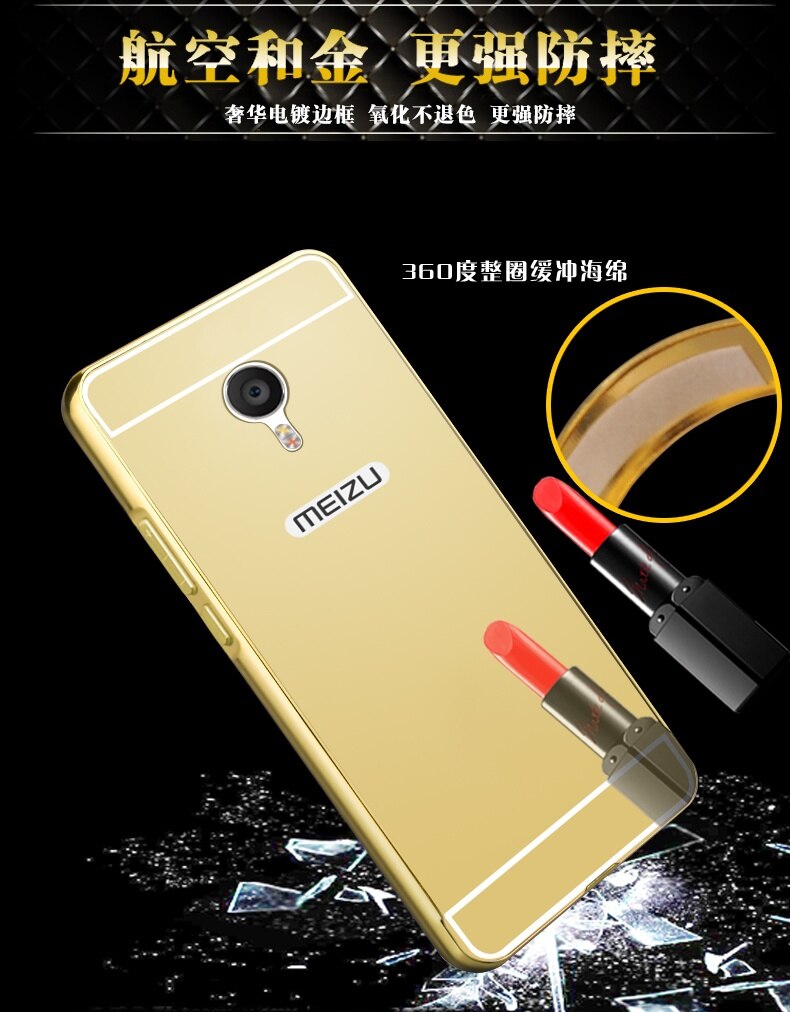 Luxe Rose Goud Spiegel Gevallen Voor Meizu M5 Note Alumimum Metalen Frame shell Cover voor Meizu M3 Opmerking Meilan OPMERKING 3