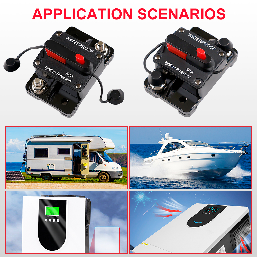 12V 24V DC Home Solar System Waterproof Circuit Breaker Reset Fuse Inverter 20A 30A 40A 50A 60A 60A 80A 100A 150A 200A 250A 300A