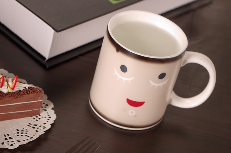 Cute smile Heat Changing Mug Color Cup Coffee Sensitive Home Magic Tea mugs Reactive Cold Ceramic Coffee Tea Cup