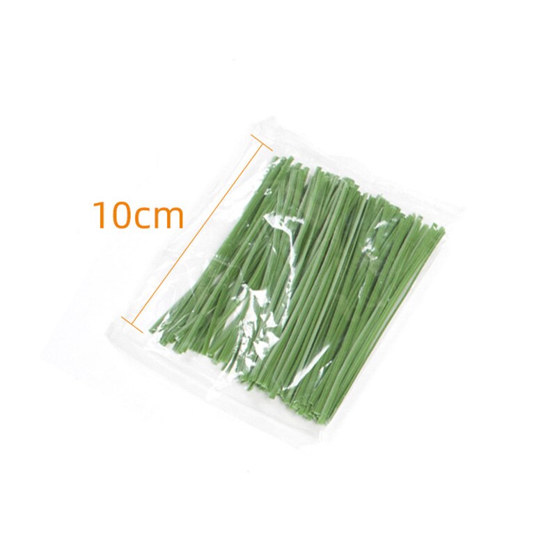 100 Uds., planta de amarre trenzado, alambre verde resistente para jardinería, Cable reutilizable, planta, bridas, flor, Rama, Clip de fijación: 10cm