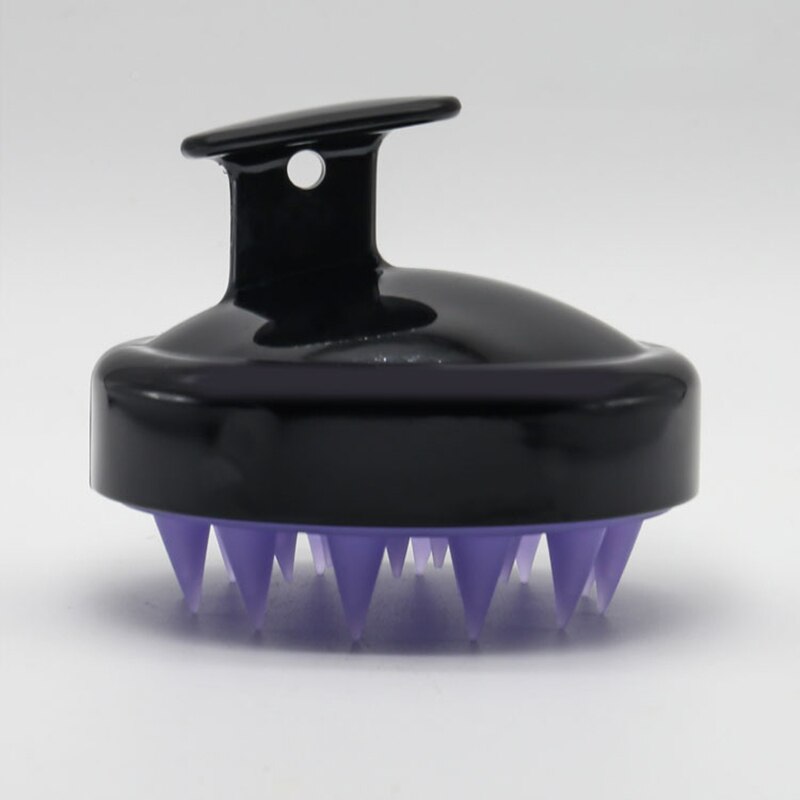 1 pièces Silicone cuir chevelu brosse de Massage couleur unie portable shampooing Massage peigne brosse multifonctionnel salle de bain accessoires: transparent black