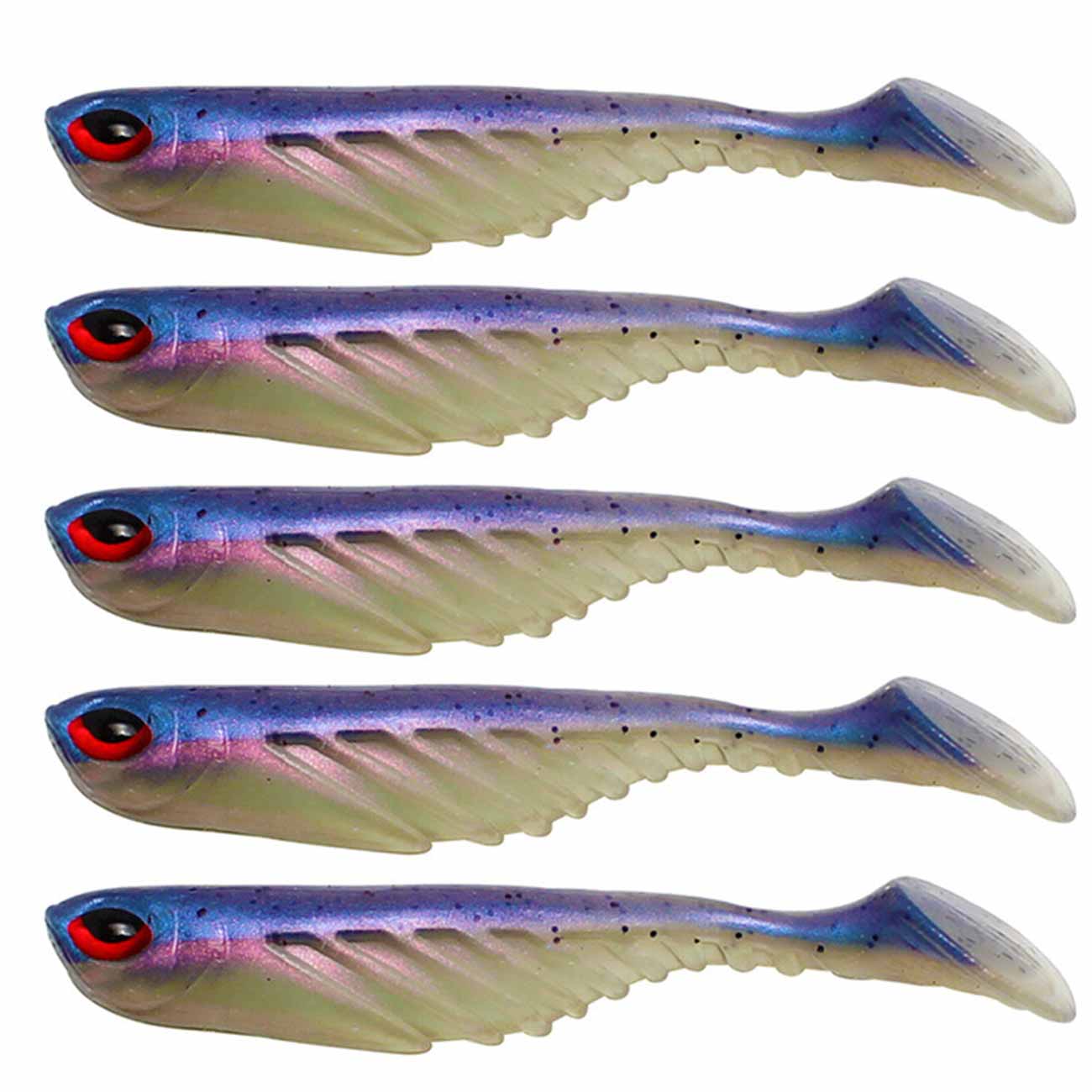 5pcs T-Tail Soft Bait Rubber Fishing Lures Jigging Wobblers Fishing Lure 7cm/2.9g Sea Bass Artificial Spinning Fishing Tackle: C