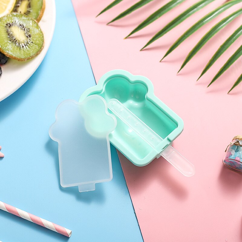 Ice cream mould home made popsicle popsicle diy ice cream frozen ice cube box sorbet ice grid homemade ice box silicone: Green