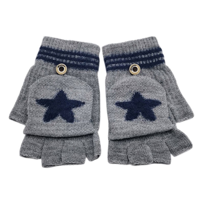 Baby Winter Gloves Children Girl Boy 8-14 Years Half Finger Flip Cover Gloves Boys Girls Warm Children Mittens Knitted Gloves 1