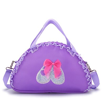 Sac de danse à clochette pour enfants, sac à main en dentelle de grande capacité rose violet noir, sac de danse à clochette pour filles, paquet de bonne: H