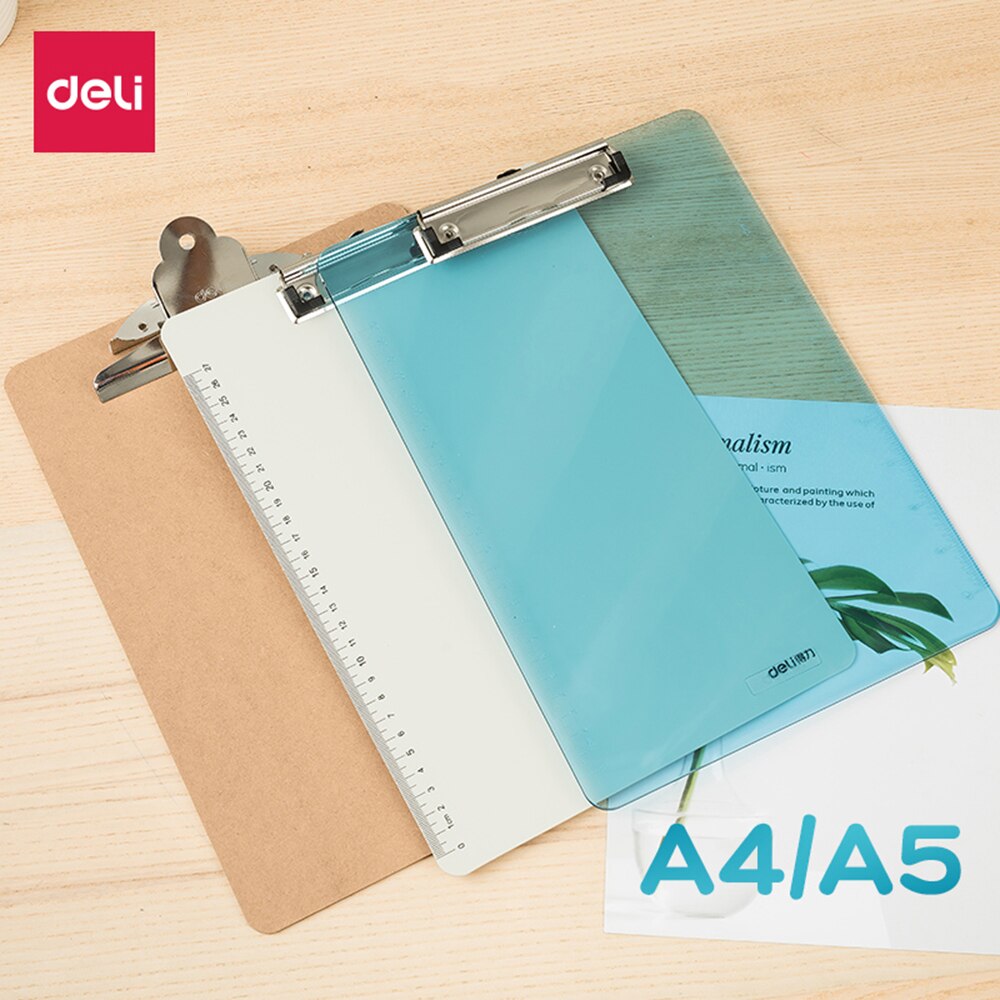 Deli 9226 clip board writing board Paper board Transparent plastic board Foamed PP baord color board