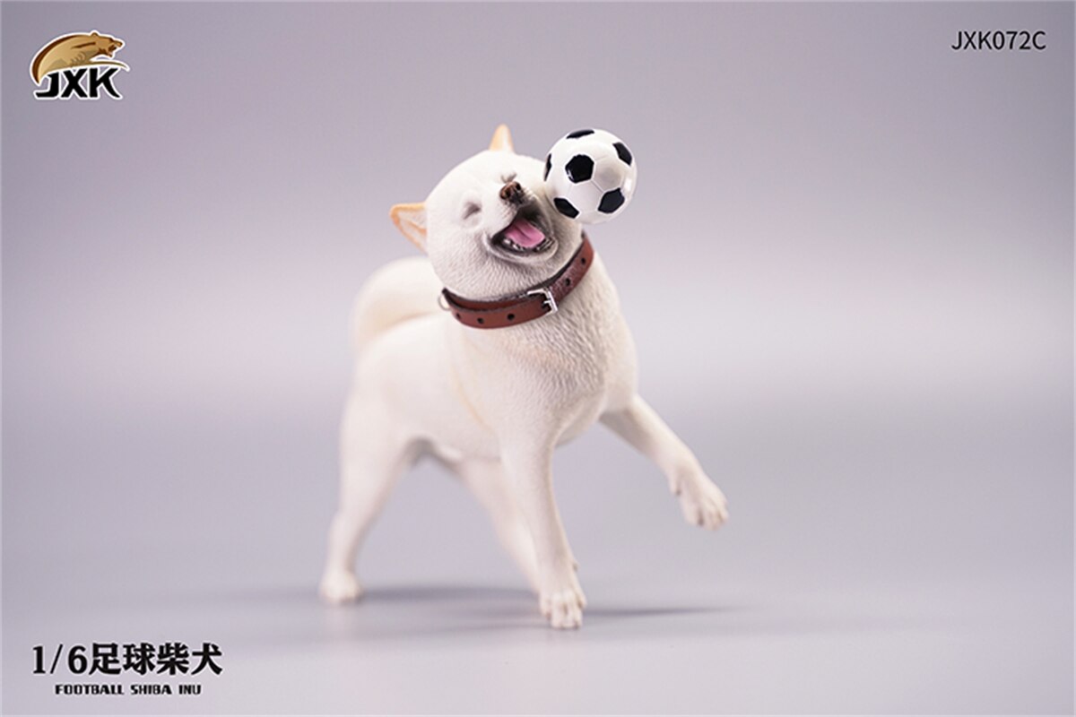 JXK 1/6 Flying Disc Shiba Inu Model Play Football Silly Dog Cute Animal Figure Ornaments Toy for Children Adults Kids: JXK072C