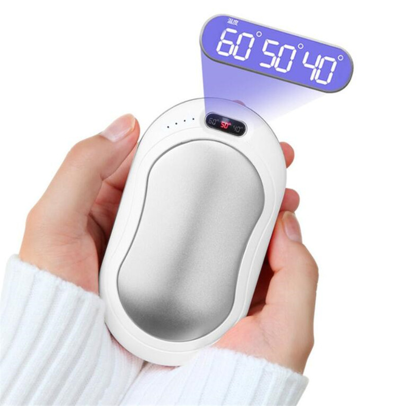 3 livello caldo 10000mAh 4 in 1 scaldamani elettrico ricaricabile USB riscaldamento a doppio lato mini 5V tasca a lunga durata potenza Banca Warme: Argento