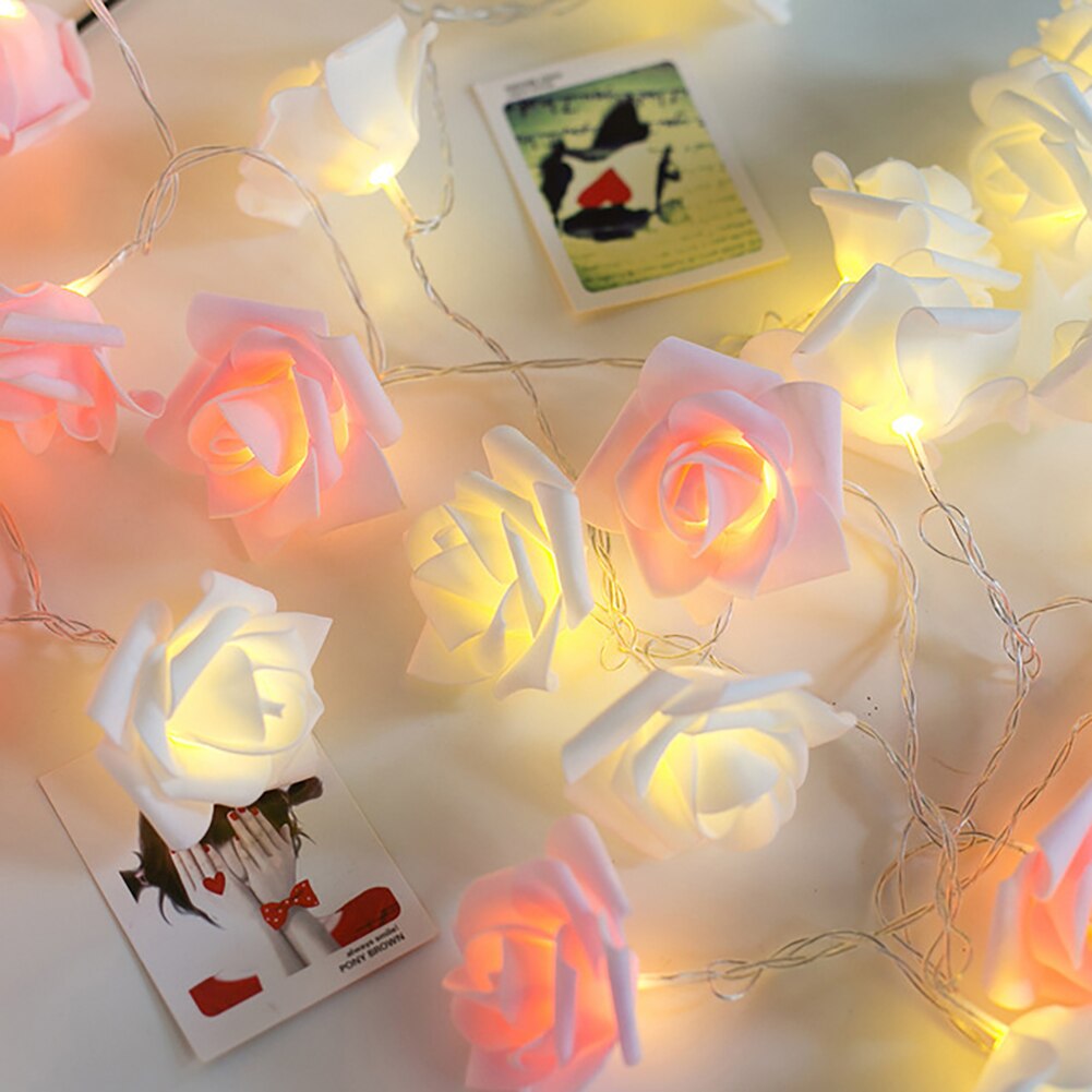 10/20Leds Garland Artificial Flower Bouquet String Lamps Foam Rose Fairy Lights For Valentine's Day Christmas Wedding Decoration