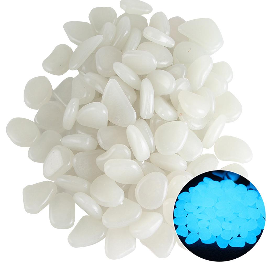 50pcs Resin Luminous Stones Glow in the Dark Garden Pebbles Glow Stones Rocks for Walkways Garden Path Decor Luminous Stones: White