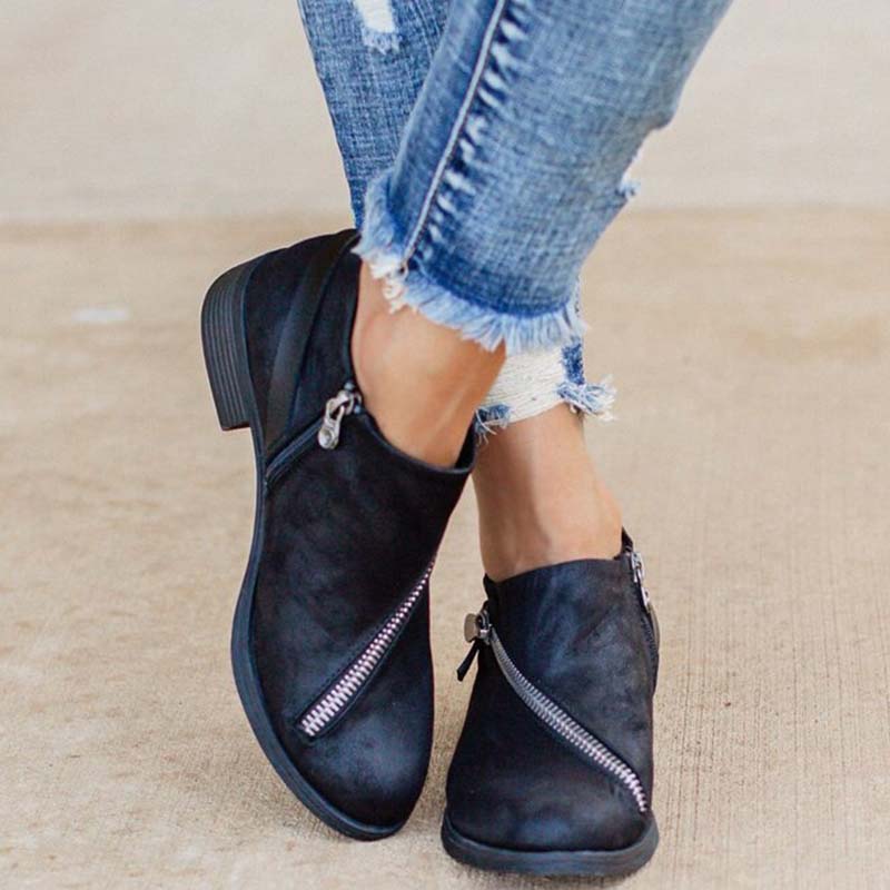 Bottines de neige à semelle basse et fermeture éclair pour femme, chaussures chaudes, Style rétro, hiver