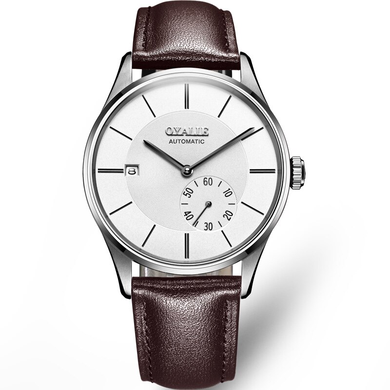 Luxus Herren Skelett Automatische Mechanische Uhr Männer Lederband 30M Wasserdicht Männlichen Armbanduhren