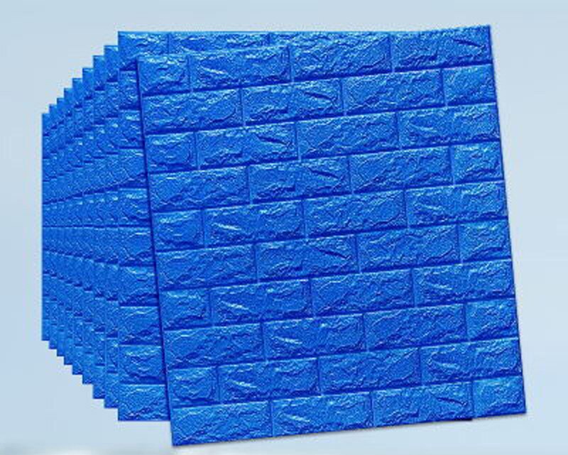 Pegatinas de espuma 3D para pared, de ladrillo, autoadhesivos impermeables para decoración del hogar, habitación de niños, sala de estar: Sapphire
