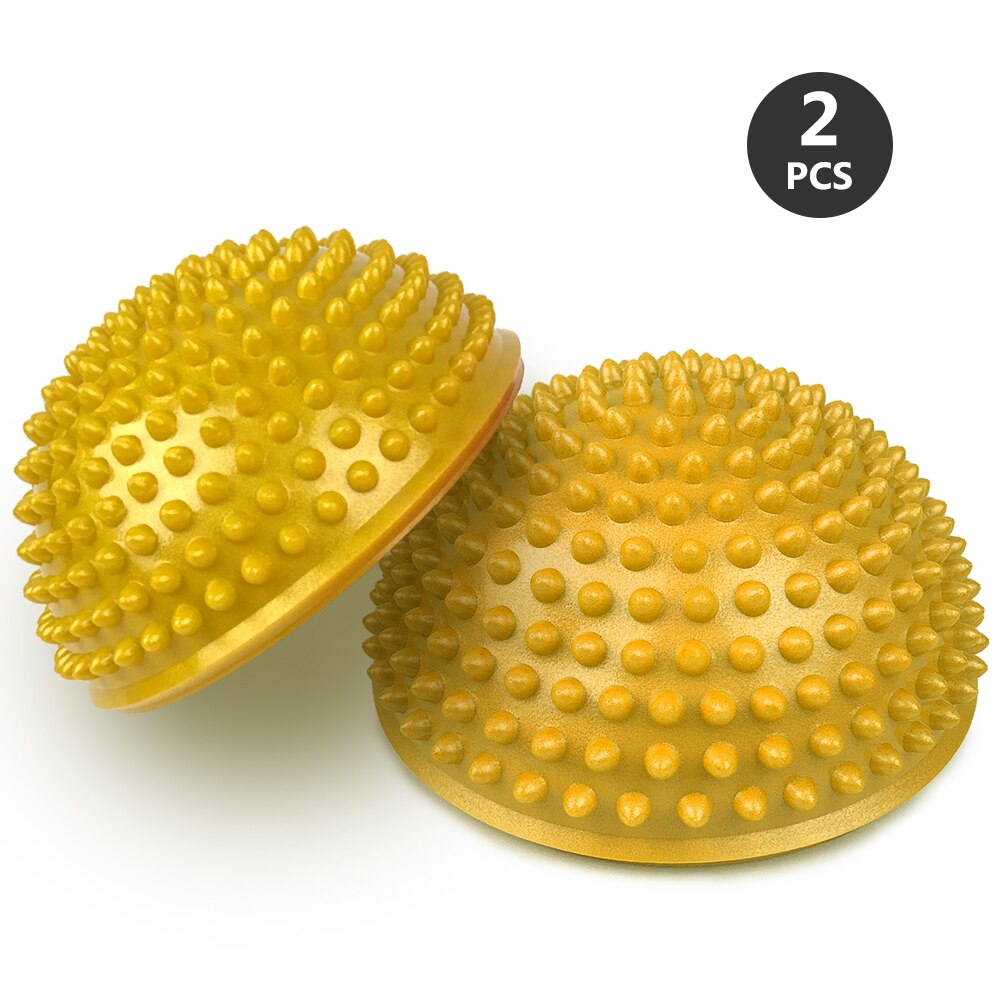 Inflatable half ball Yoga Foot Massage Ball 16CM Massage Balance Pods Body Rolling Foot Wake Spiky Point for Gym Fitness Pilates: yellow yellow