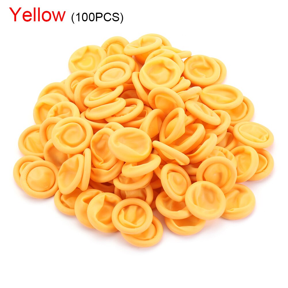 Guantes desechables de goma Natural, antideslizantes, protectores de dedos de látex, novedad, 100 Uds.: YELLOW