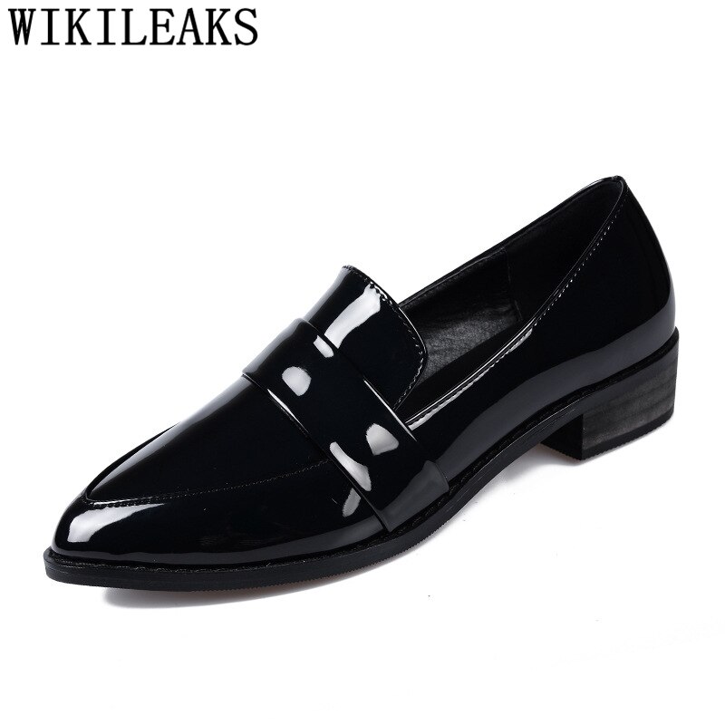Loafers puntige neus platte zwarte schoenen voor dames leren schoenen dames luxe schoenen dames ontwerpers mokka sleehak damesschoenen: 4.5