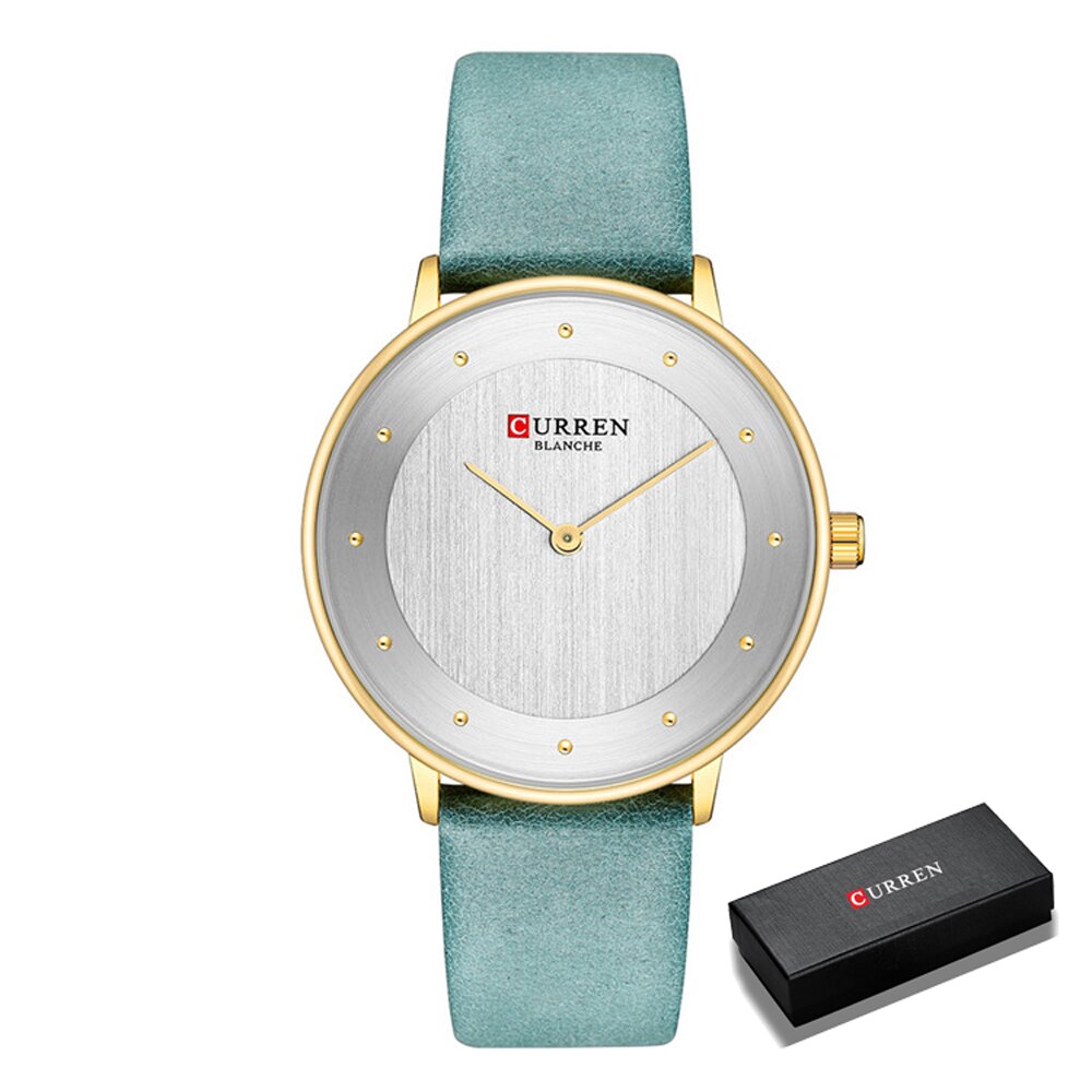 Mooie Vrouwen Quartz Horloges Slanke Mode Lederen Dames Polshorloge Reloj Mujer Curren Vrouwelijke Klok Voor Vrouwen: green box