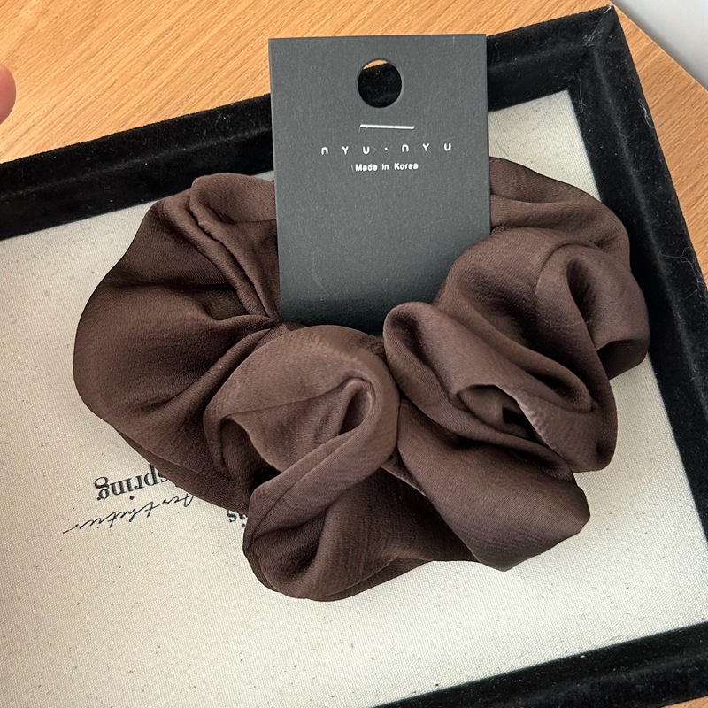 Coleteros de satén Retro de Corea para mujer, bandas de goma elásticas para el cabello grandes, lazos para el cabello de seda para niñas, diademas negras, accesorios para el cabello: Negro