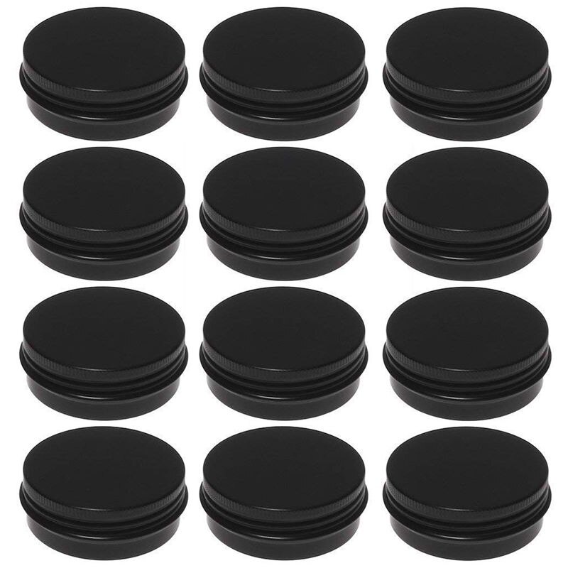 12Pcs 1Oz Black Aluminum Tin Jars Round Screw Lid Containers Empty Metal Storage Cans For Organizing Cosmetic Small Jewelry Orna: Default Title