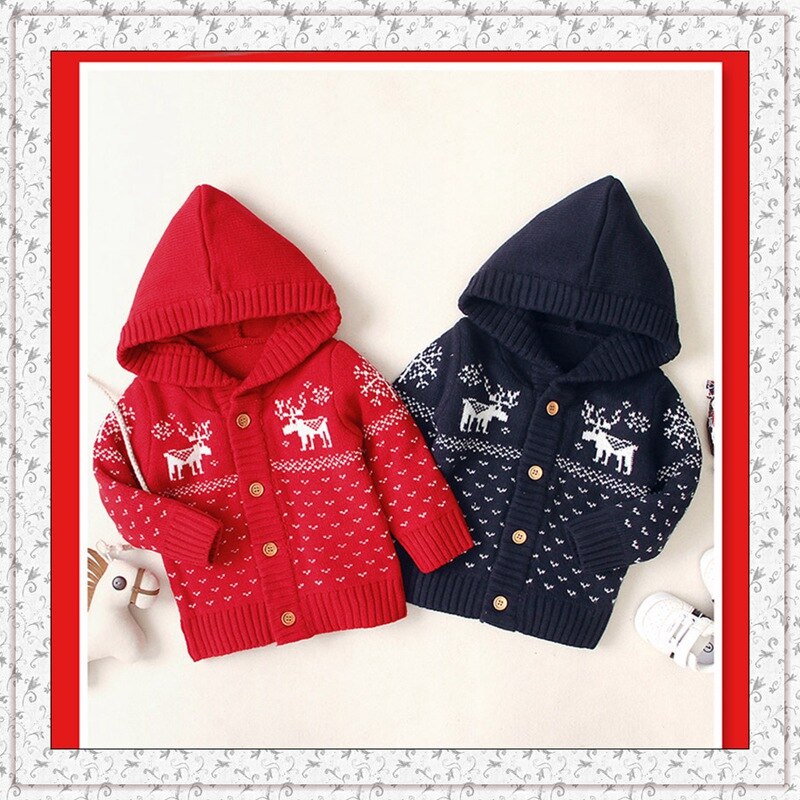 Kids Truien Truien Hooded Kerstmis Peuter Baby Jongen Meisje Winter Kleding Jas Denken Wollen Vest Baby Jaar Kleding