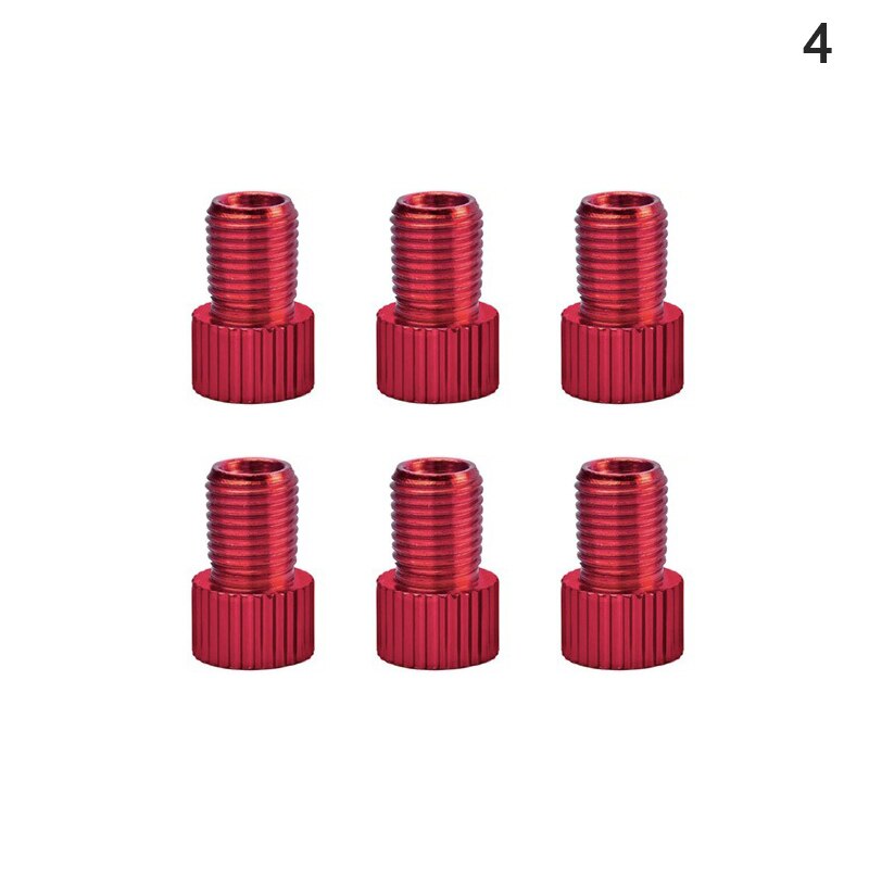 6 Pcs Aluminum Bicycle Bike Valve PRESTA to SCHRADER Converter Car Valve Adapter: red