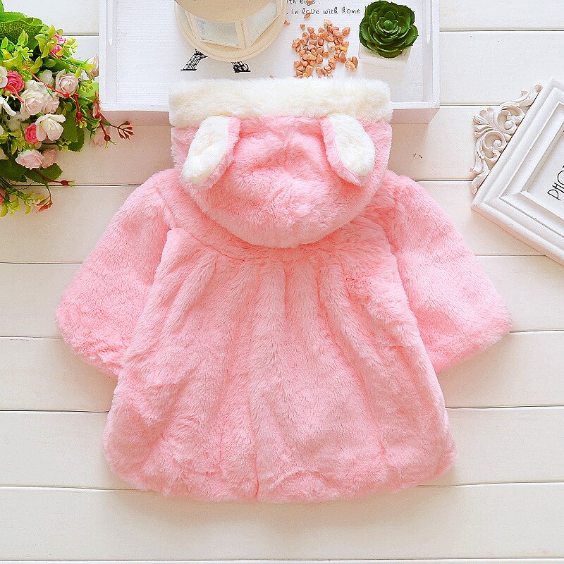 Baby flickor fuskpäls kappa vinter varm huva solid batwing ärm mantel jackor barn barn ytterkläder kläder