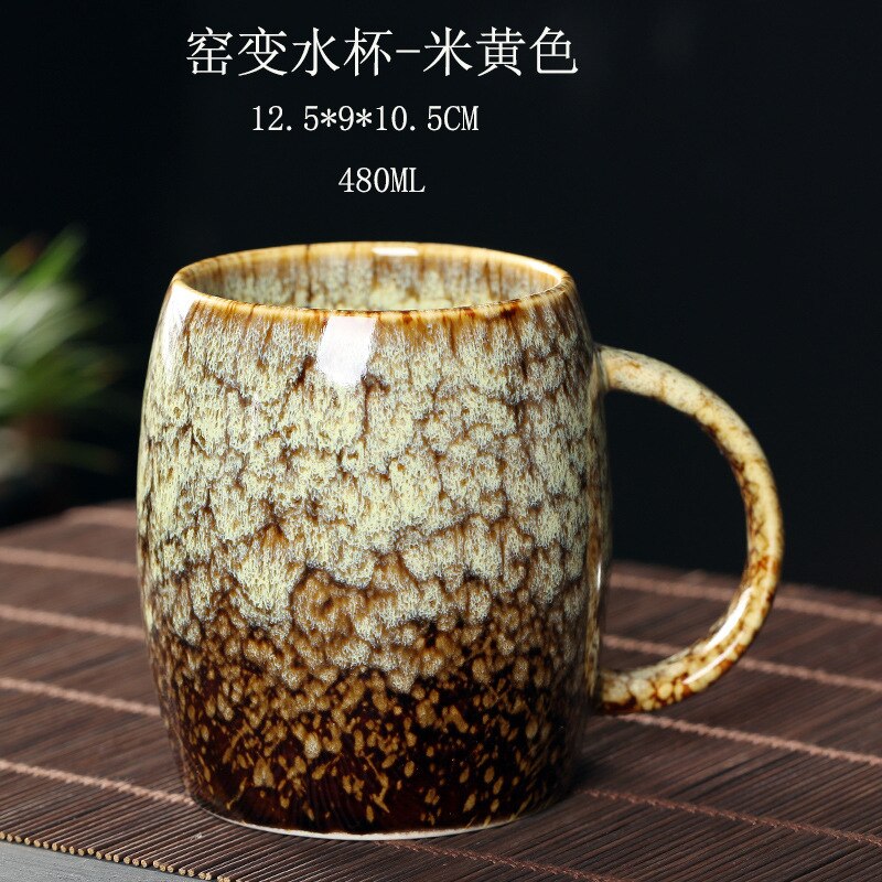 Kiln Change European Retro Ceramic Office Tea Cup Tea Mugs Coffee Mug Kung Fu Tea Set Water Cups Pottery Tea Bowl Drinkware: Pattern 1