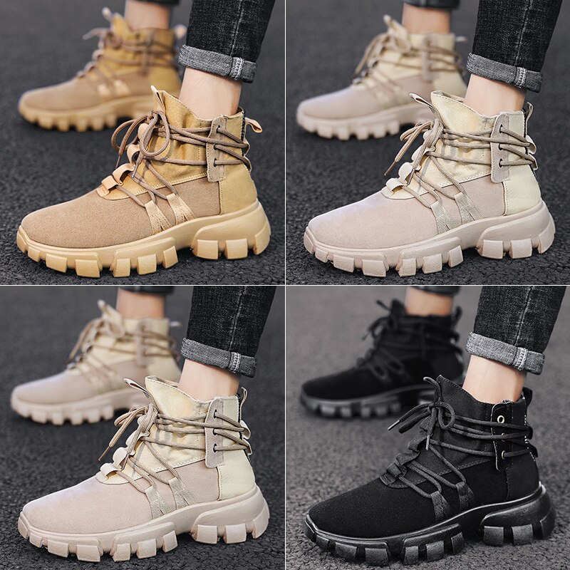 Bigfirse herr casual high top boots snörning herr skor korta boots herr sneakers lätta trend skor vår/höst
